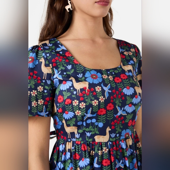 NWT Princess Highway Llama Print Navy Short Sleeve Dress Size 10 AU / 6 US - Picture 6 of 14